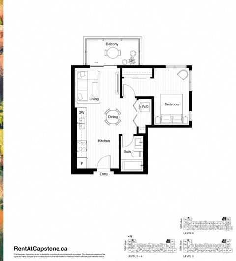 A black and white image of a floor plan for a two-bedroom apartment.